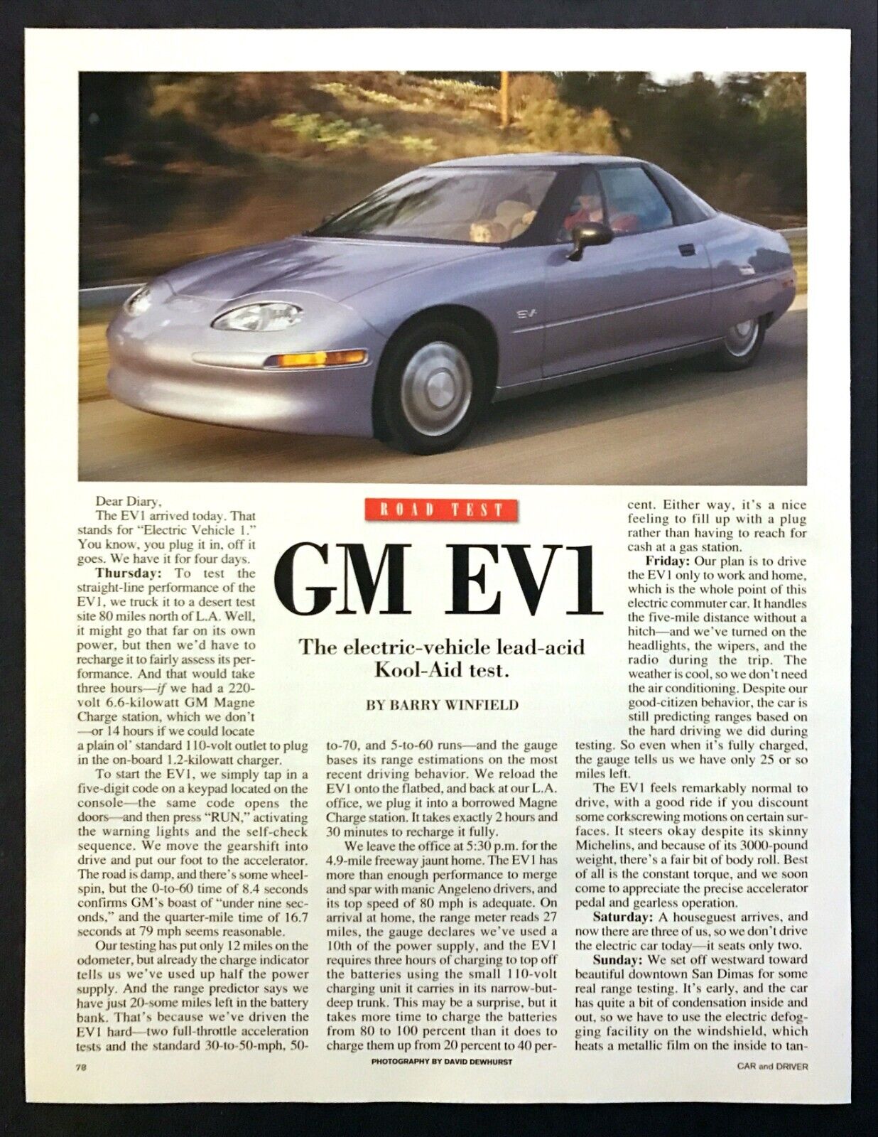1997 GM EV1 Electric 2-door Coupe Road Test Technical Data Review Article