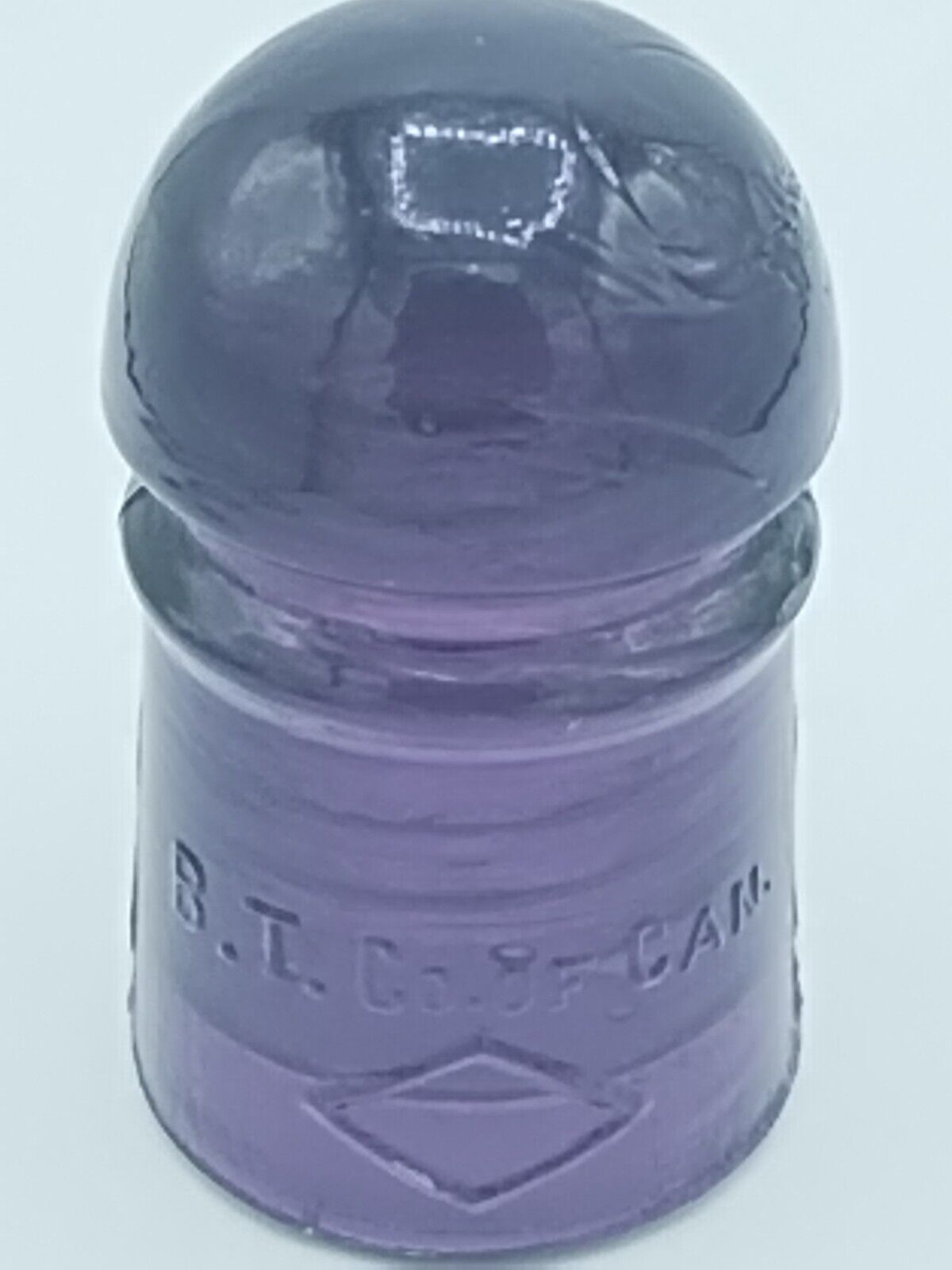 Diamond Dark Royal Purple Canadian  Vintage Glass Insulator BT Co op Of Canada 