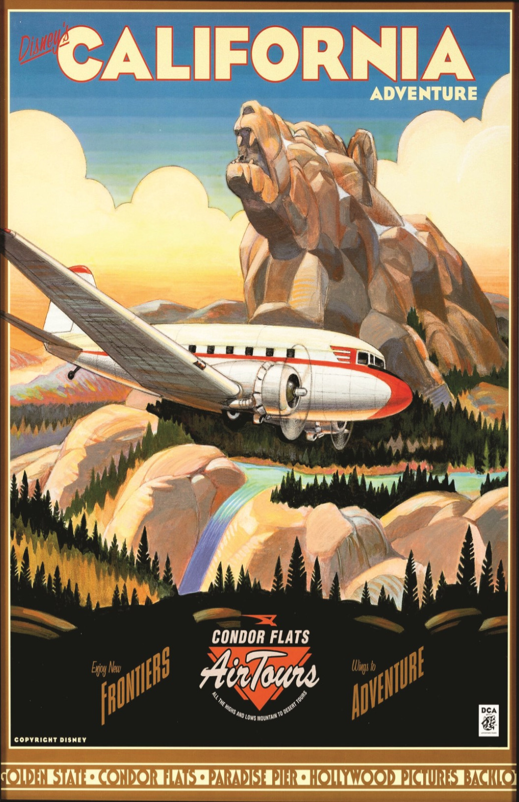 Disney\'s California Adventure Condor Flats Grizzly Peak Retro Poster Print 11x17