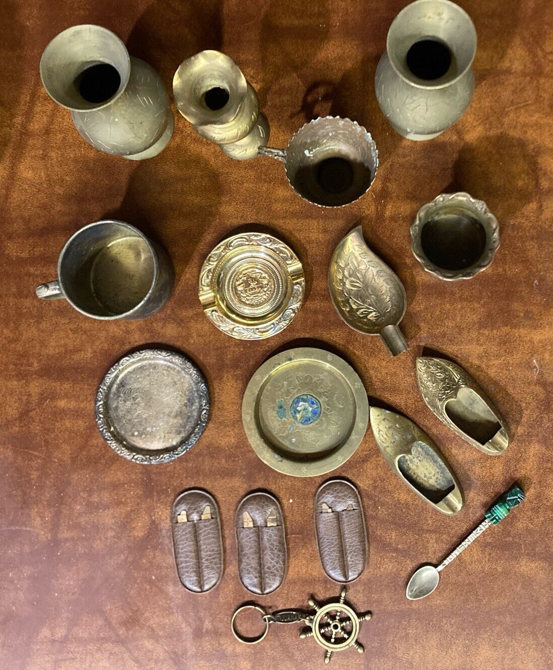 Vintage Brass & Silver Decor Lot Of 17 Different Pieces