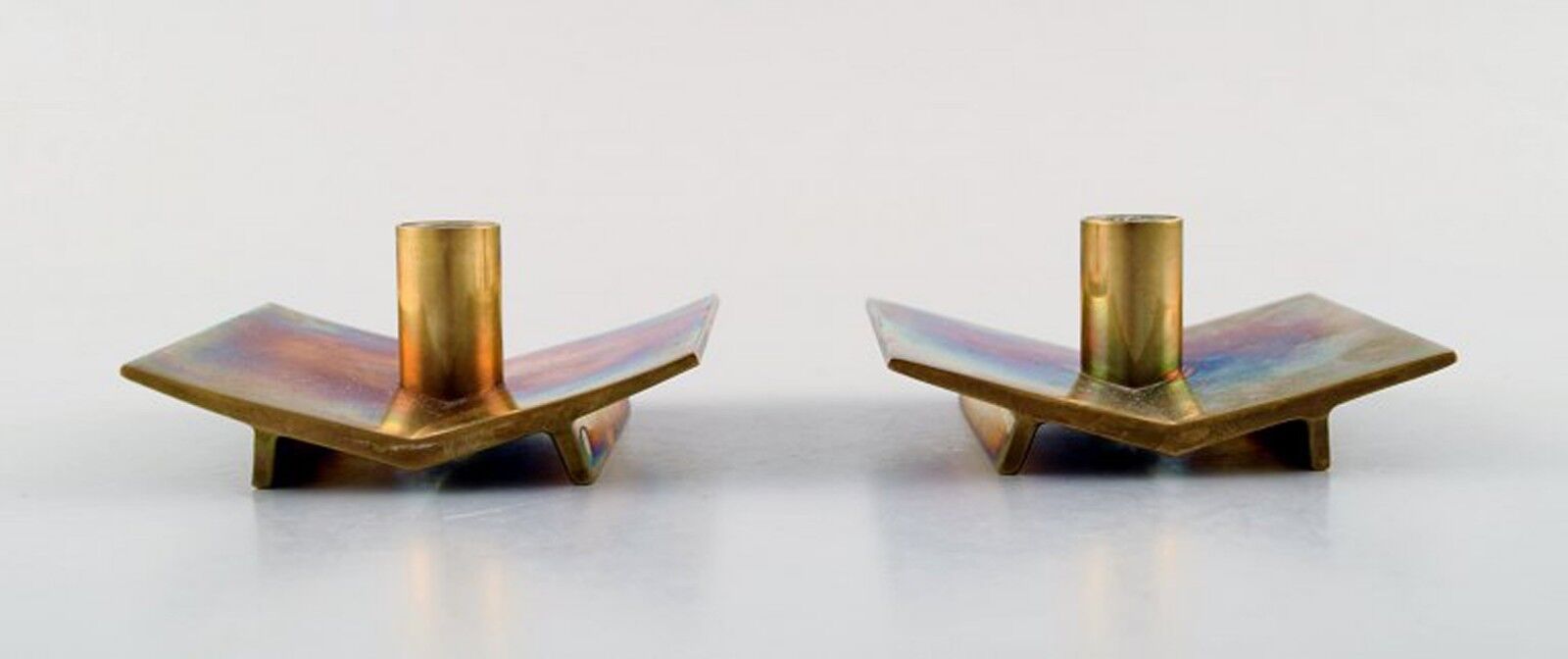 Pair of sculptural candle holders designed by Pierre Forsell for Skultuna