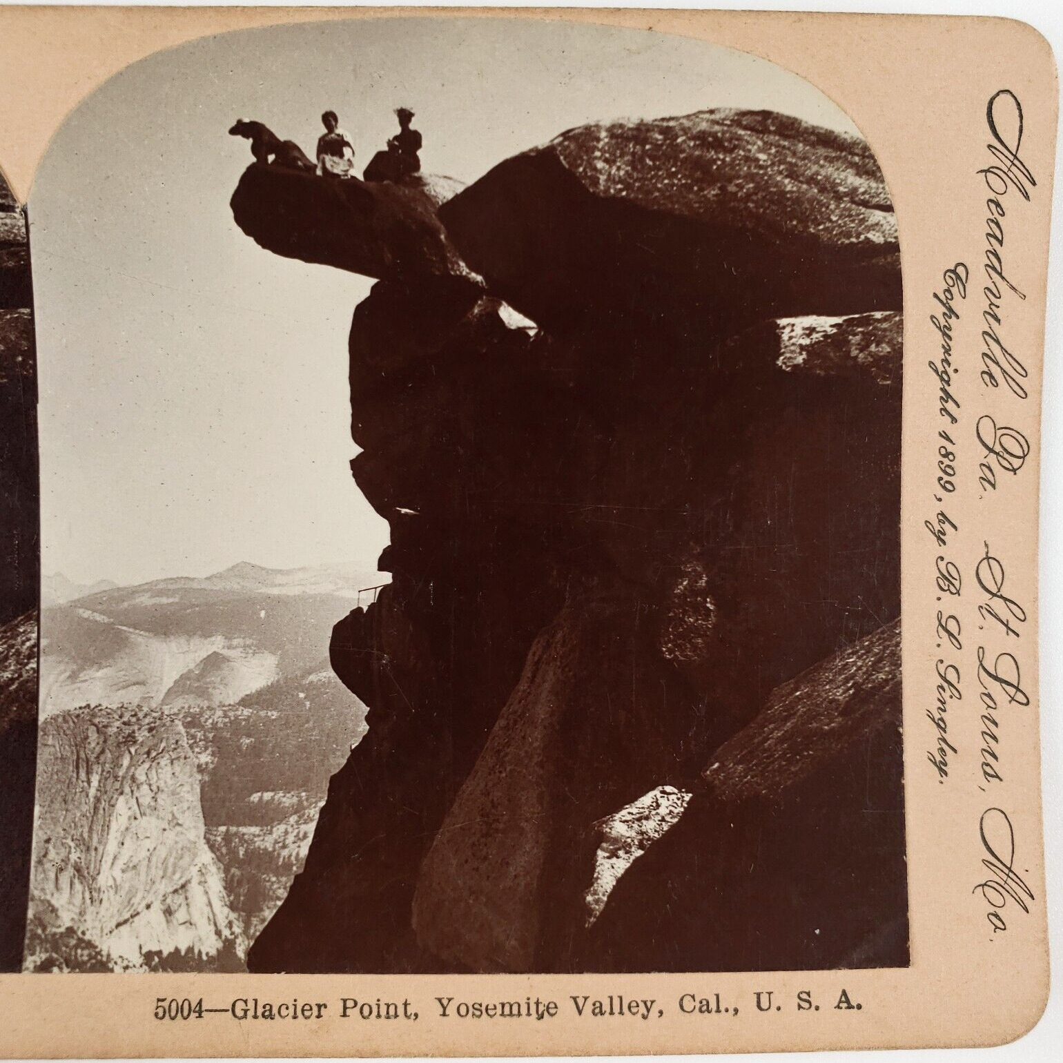 Glacier Point Yosemite Stereoview c1899 Keystone California Valley Cliff CA O340