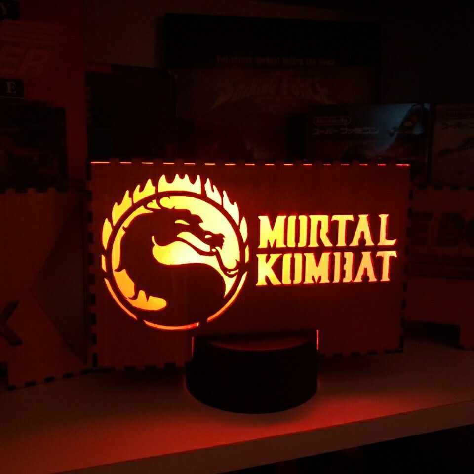 Mortal Kombat 16Color LED LIGHT Engraved Wood Video Game Room Lamp Decor Art
