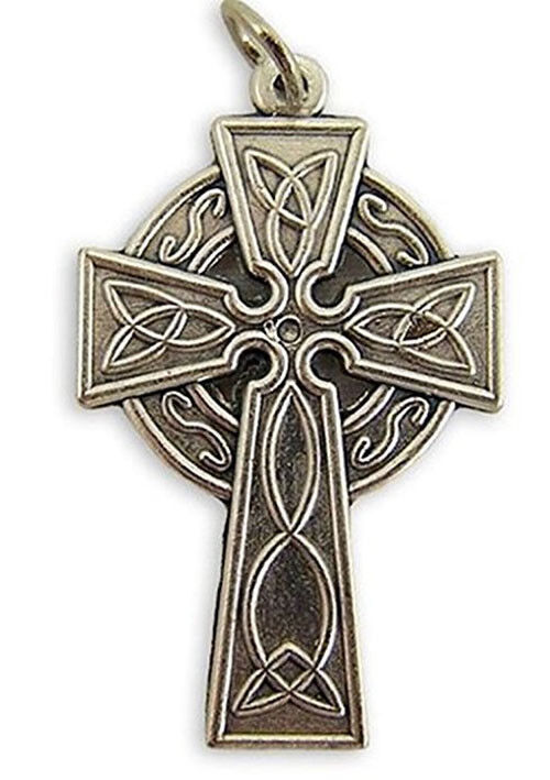 Silver Tone Ornate Celtic Pectoral Cross Pendant, 1 1/4-inch