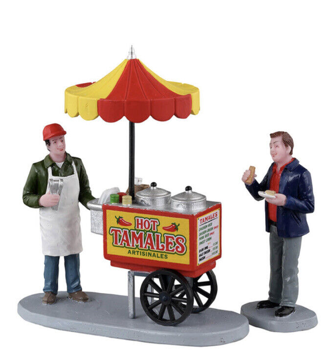 Lemax Hot Tamale  Food Cart -Holiday Village Carnival Train Accent -2 Piece Set