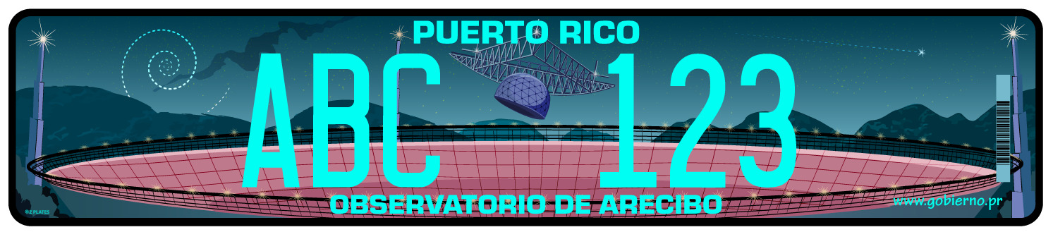 Puerto Rico Arecibo Observatory Retro Euro Style Custom License Plate