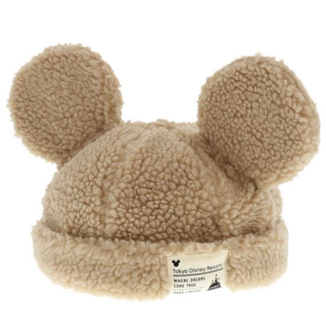 Tokyo Disney Resort Limited Mickey Mouse Ears Hat Cap Fluffy Brown Japan NEW