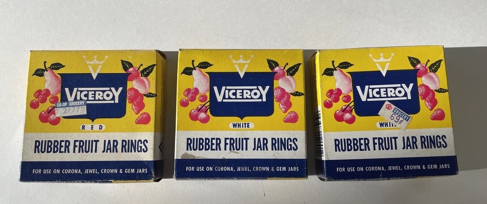 Viceroy Vintage 3 Boxes of 12 Rubber Canning Fruit Mason Jar Rings Red White