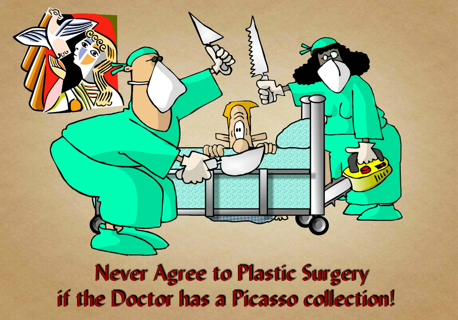  MAGNET Humor Fridge Plastic Surgery Doctor Nurse Surgeon Portrait Picasso