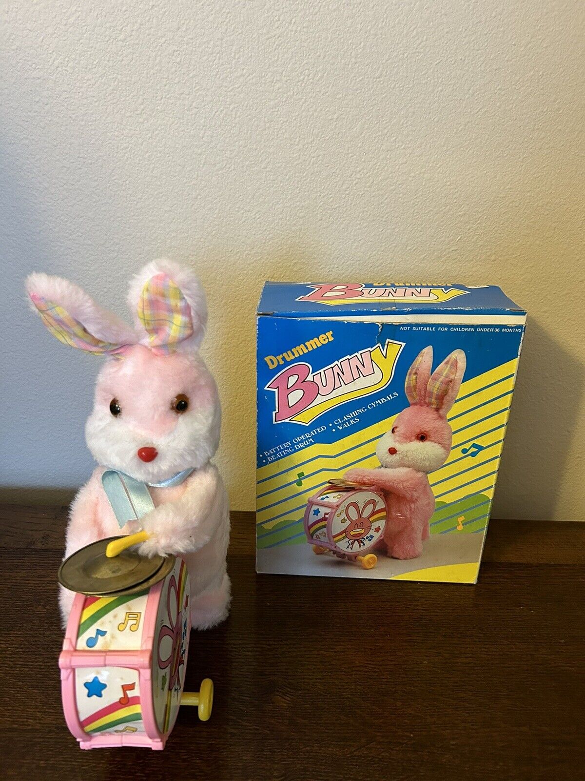 Vtg Drummer Bunny New Old Stock In Box 12” Battery Operated Walks Beats Drum