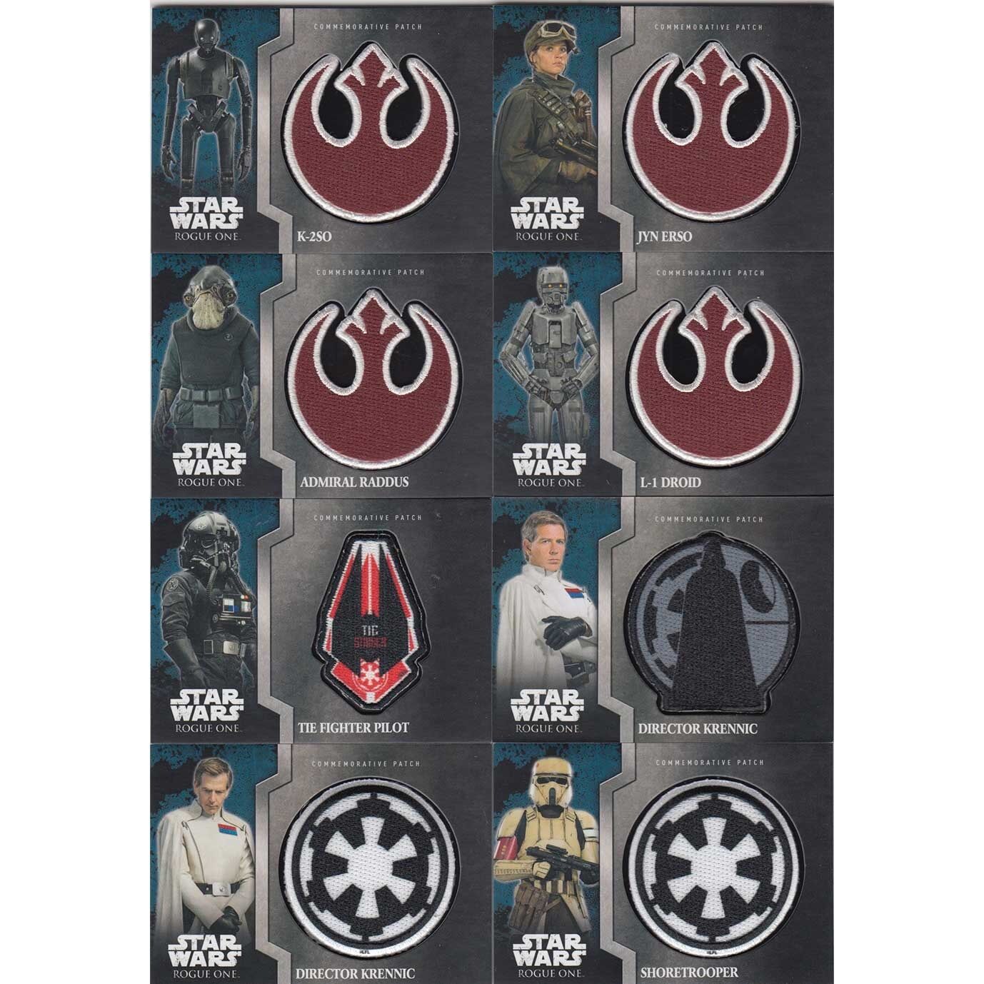 2016 Topps Star Wars Rogue One Mission Briefing Patch Card Set of 13 Cards NEAT