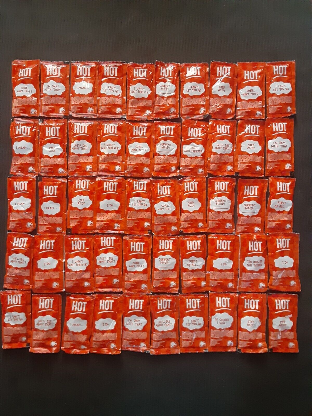 50 Taco Bell HOT  Sauce Packets.   New And Sealed Fresh 