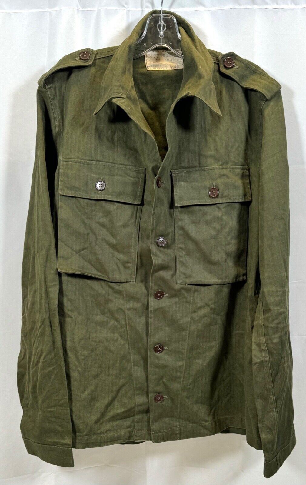 Dutch Army HBT Fatigue Shirt Jacket Herring Bone Twill OD Green Size XL