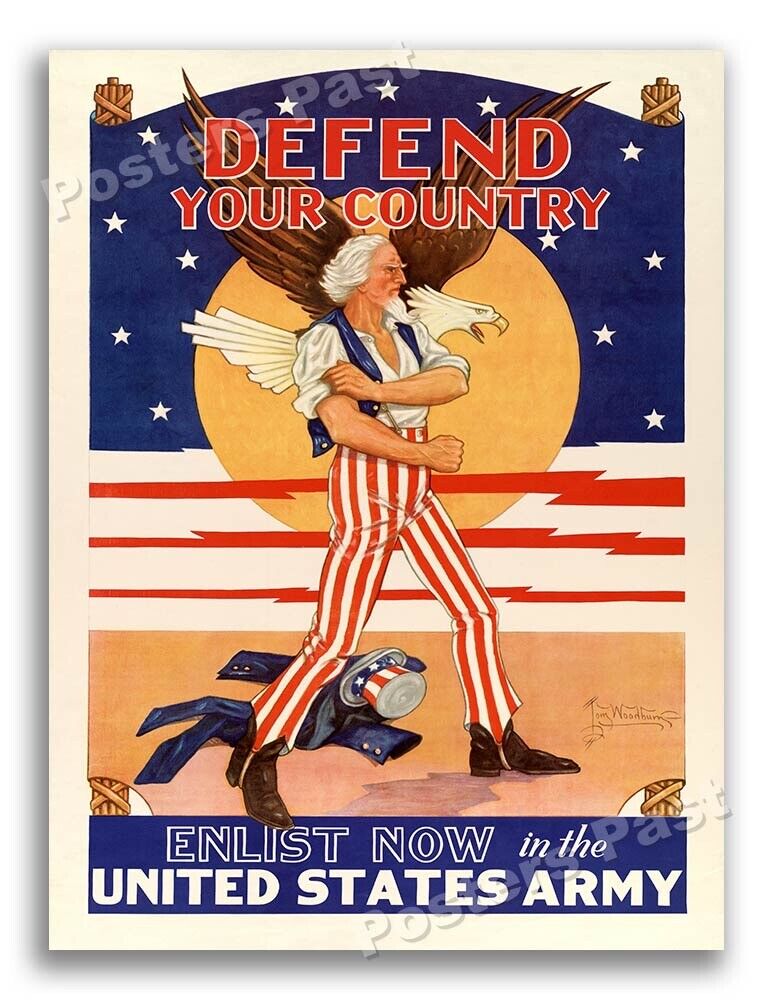 “Defend Your Country” 1940 Vintage Style WW2 War Recruiting  Poster - 18x24