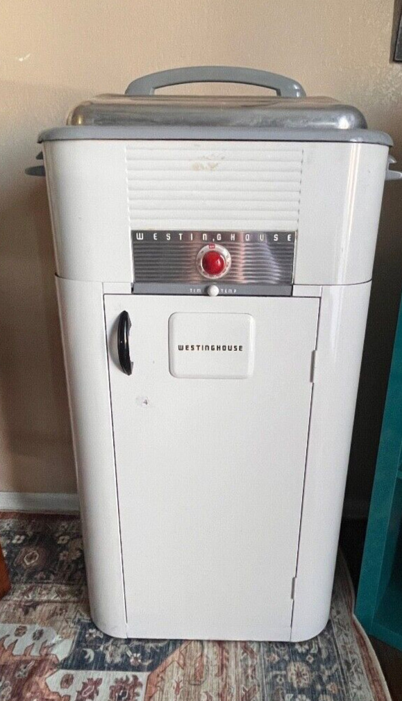 Vintage 1950s Westinghouse Electric Roaster Oven W/ Bottom Cabinet WORKING