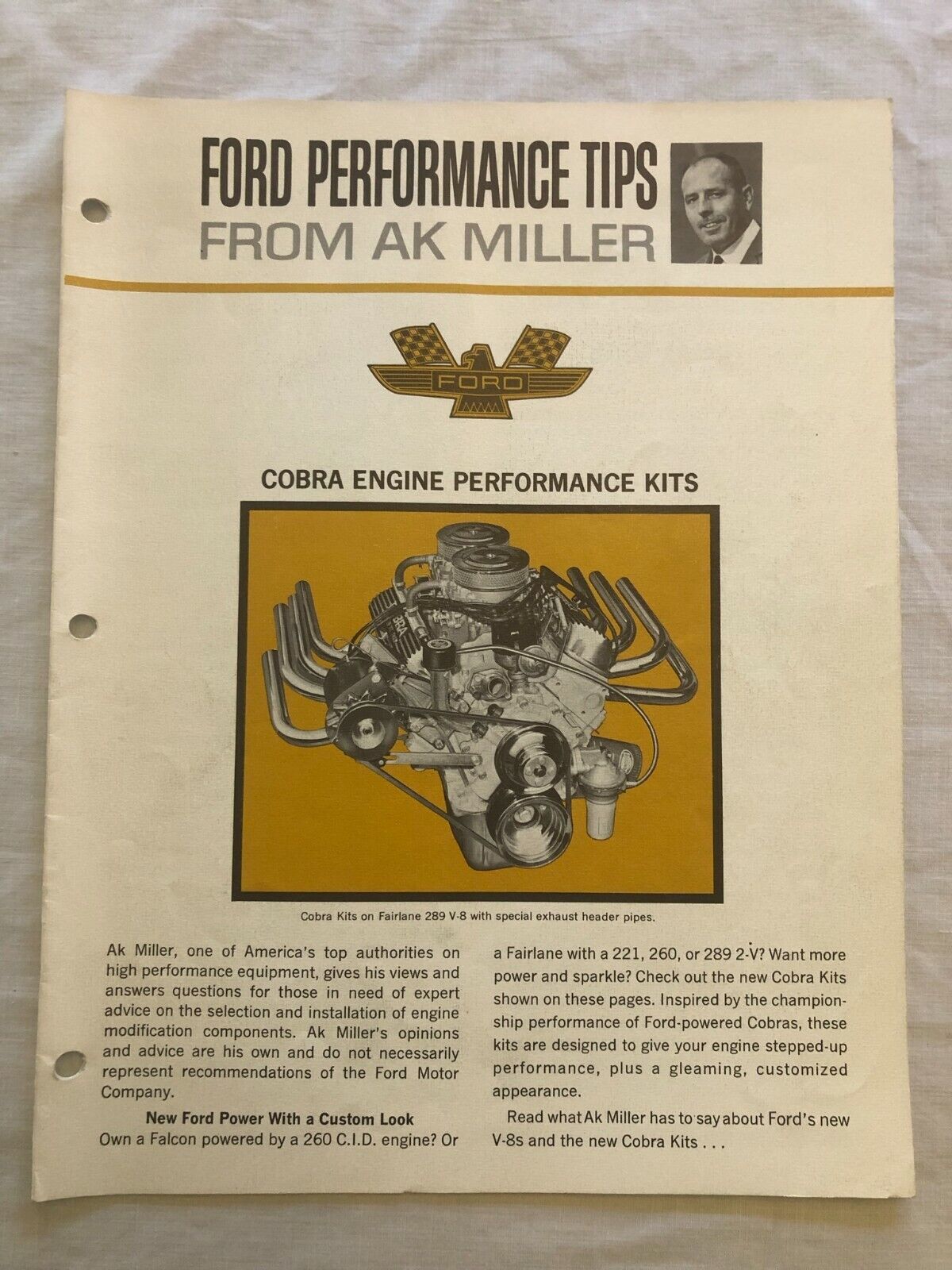 1964 Ford Performance Tips Cobra Engine Kits - AK Miller Carroll Shelby