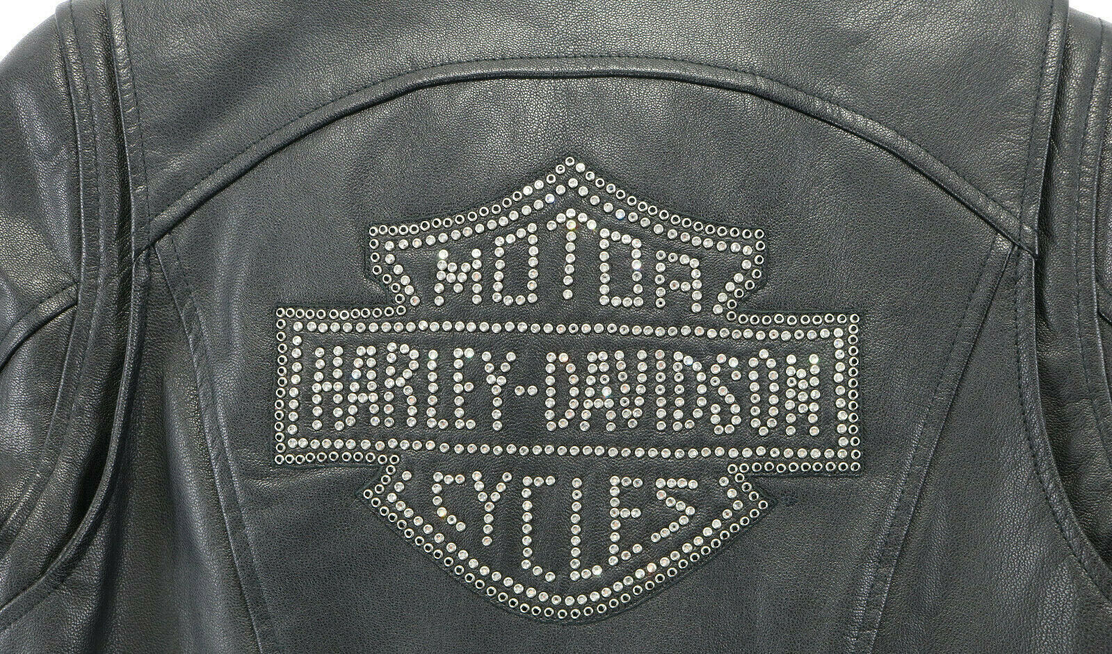 WOMEN\'S HARLEY DAVIDSON BLING SWAVORSKI CYCLE DIVA CRYSTALS LEATHER JACKET SMALL