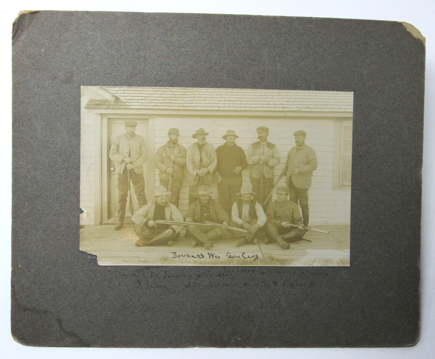 RARE 1890 Large Photograph of Douglas Wyoming Hunting Club Shotguns Pioneers Idd