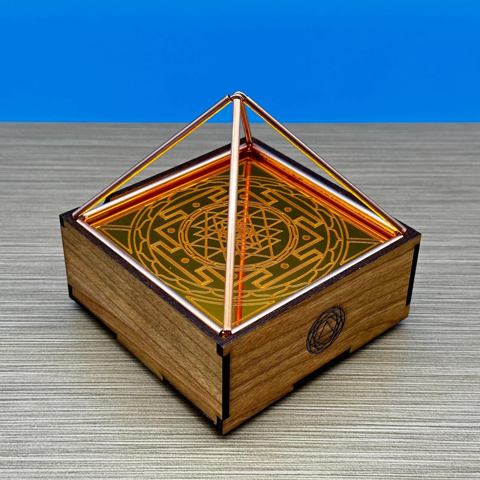 intention Box Copper Pyramid Shri Yantra Design, Charging manifesting gift
