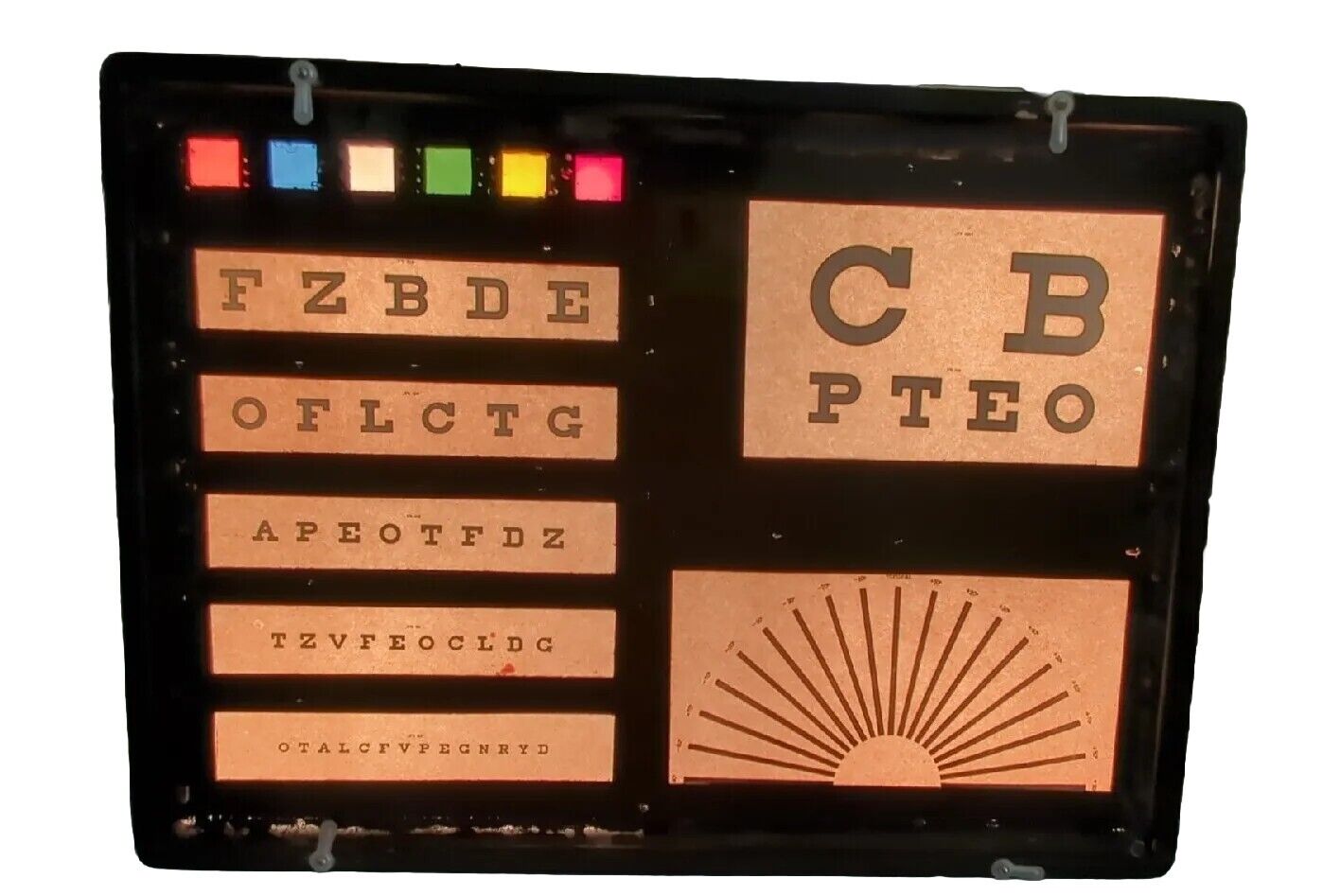 Vintage Medical Eye Test Chart, Vision Exam Cabinet, Optician Sign, Lamp Works