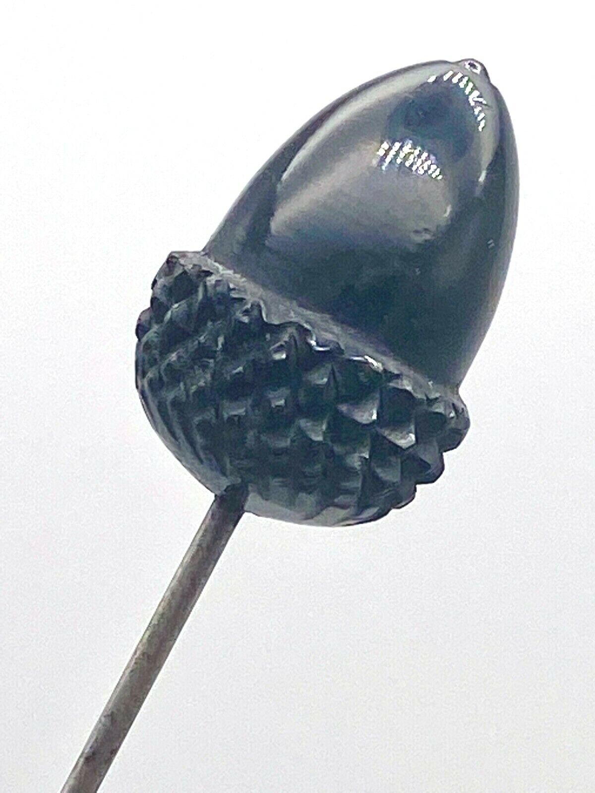 Antique Hatpin Ebony Jet Acorn.Celtic Fertility Strength Symbol. Quality Example