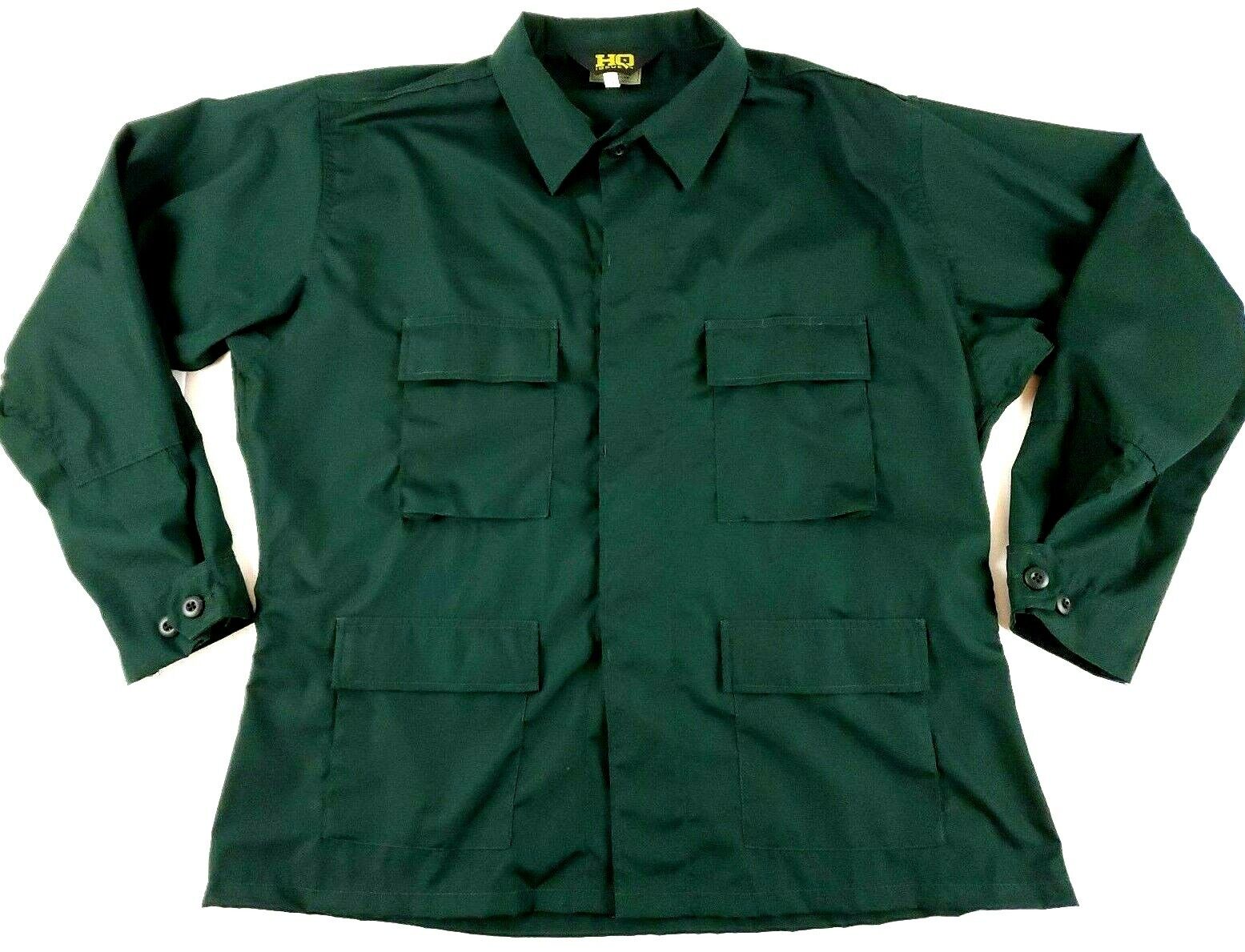 HQ Issue Shirt Mens XL US Military Grid Style Green 4 Pockets Button Up Hunting