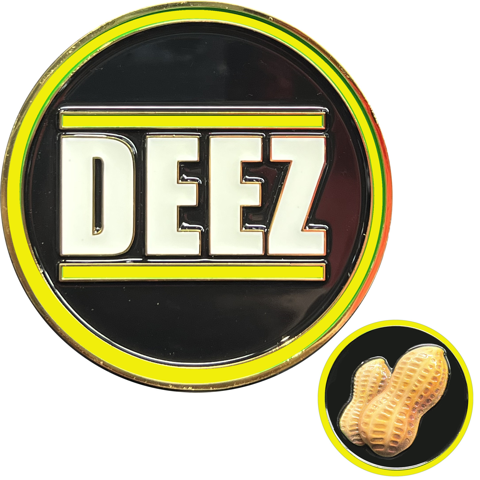 Deez Nuts challenge coin with 3D nuts Dispatcher Funny Gag Gift Thin Gold Line y
