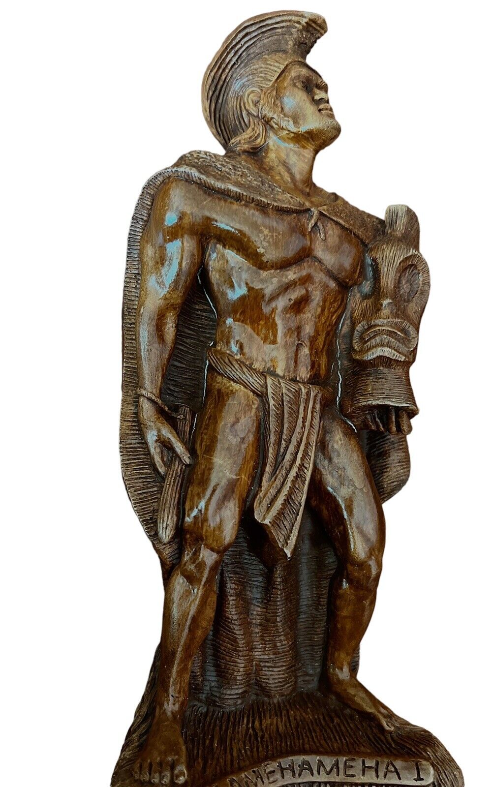 Vtg Coco Joe\'s Hawaii Hapa Wood King Kamehameha Statue Figurine 8” Tiki Decor
