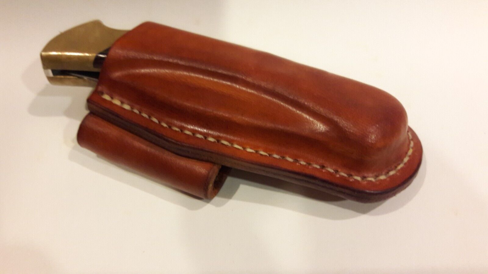 handmade buck 110 custom leather sheath waxed saddle brown scout carry