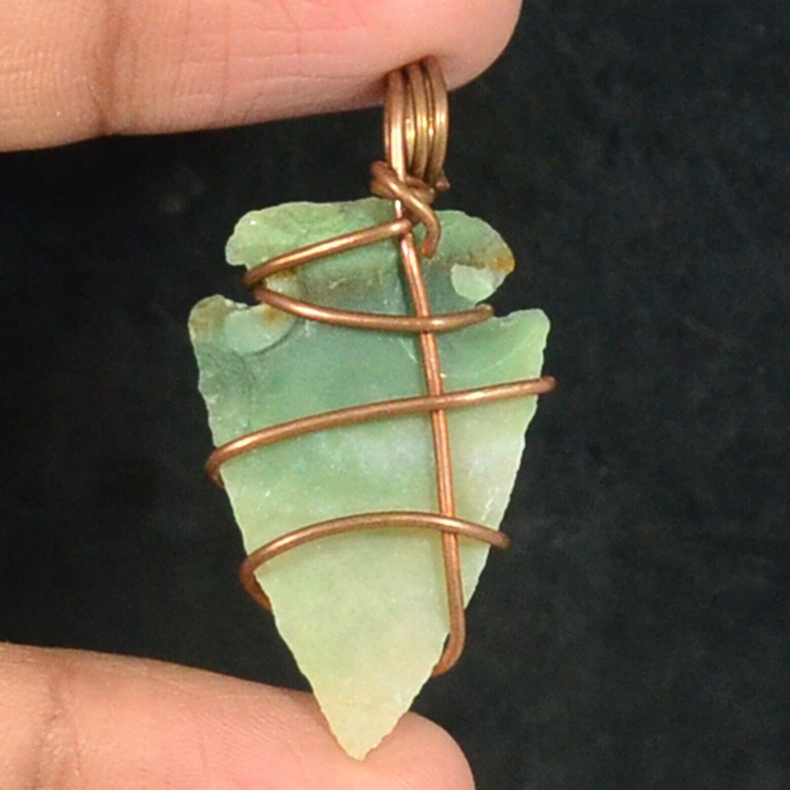 Moss Agate Arrowhead Tree Of Life Copper Wire Wrap Handmade Pendants