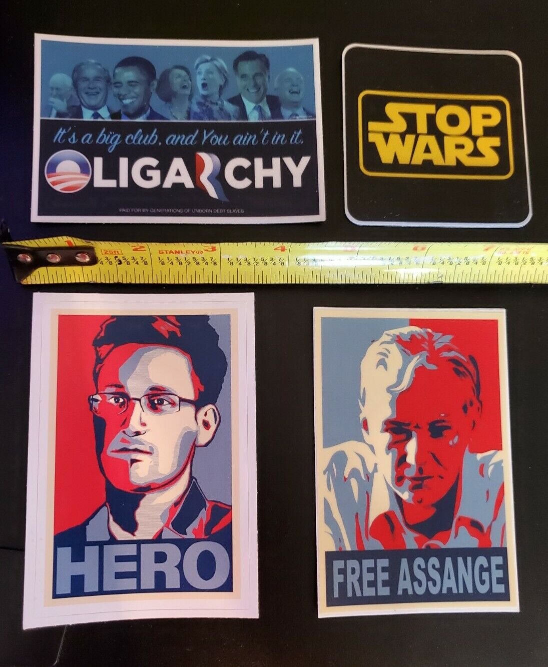 Jimmy Dore Stickers Anti War lot of 4 #FREE ASSANGE Oligarchy Obama Clinton Bush