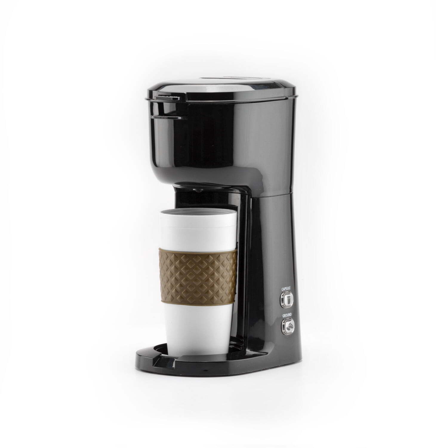 Single Serve Coffee Maker, 1 Cup Capsule or Ground Coffee-Black