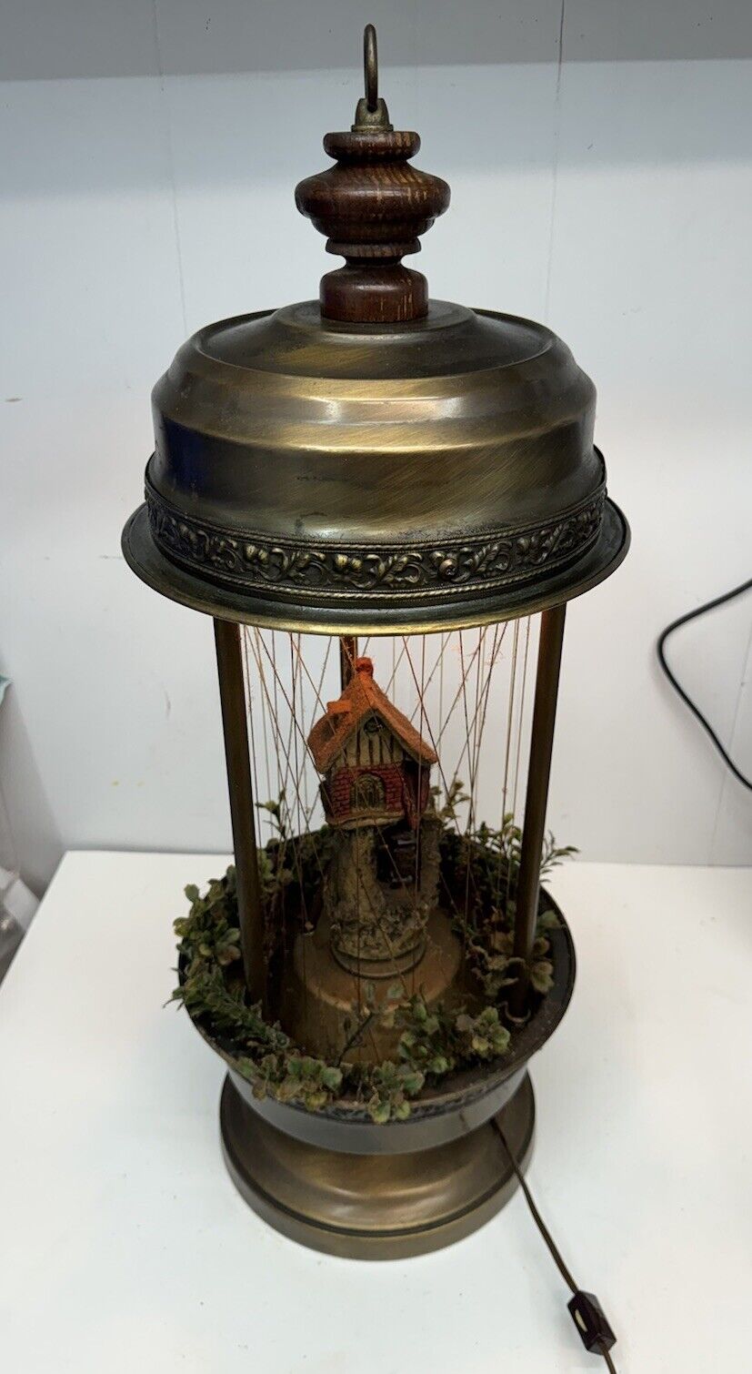 Vintage Grist Mill Mineral Oil Rain Lamp Water Wheel Hanging Model