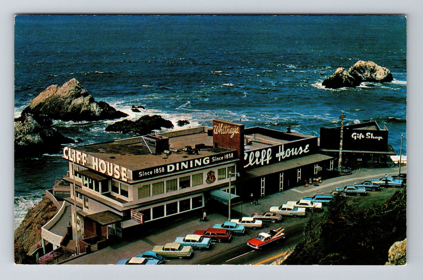 San Francisco CA-California Cliff House Dining Classic Cars Vintage Postcard