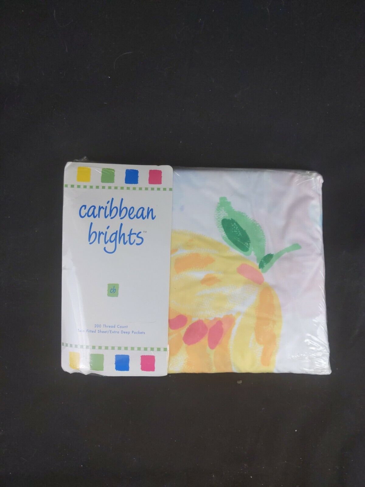 Vintage 90s Caribbean Brights Twin Flat And Twin Fitted Sheets Rainbow Reef NOS