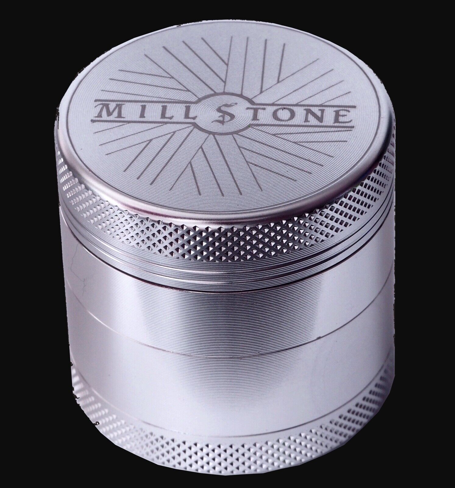 Millstone Mini Herb Grinder 4 Piece 1.5 inch Metal Large Storage Magnetic Silver