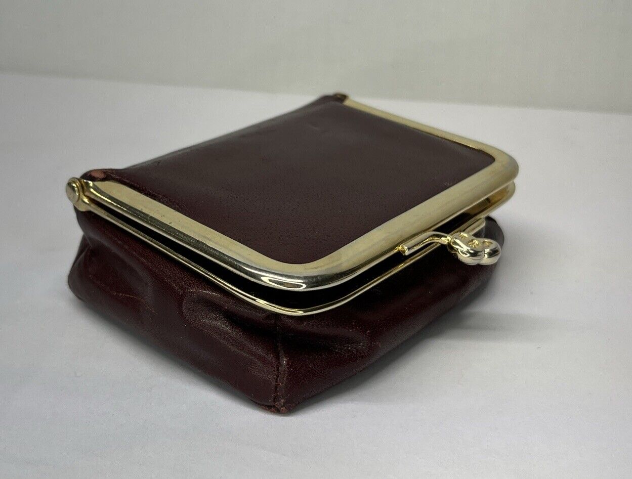 Vintage Leather Etienne Aigner Lipstick Makeup Case with Mirror Small Burgundy