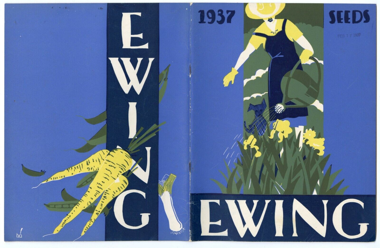 Gorgeous silk screened DEPRESSION DECO Covers EWING SEEDS catalog 1937 Montréal