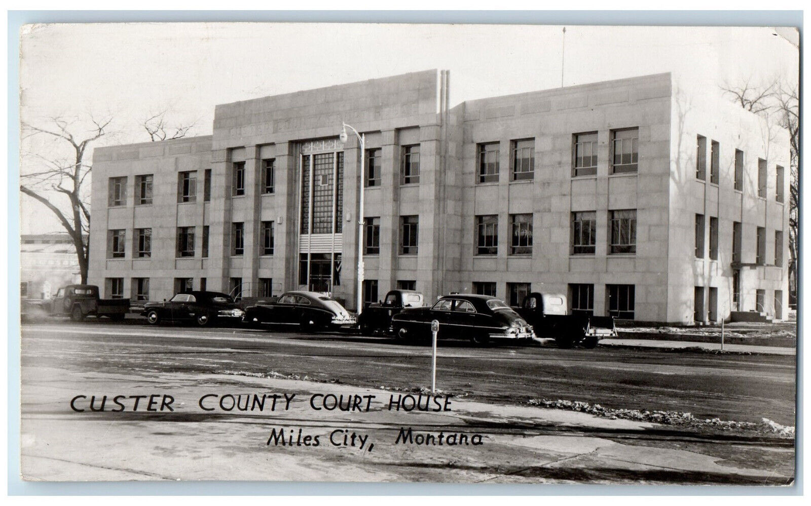 Miles City MT Postcard Custer County Court House 1952 Vintage RPPC Photo