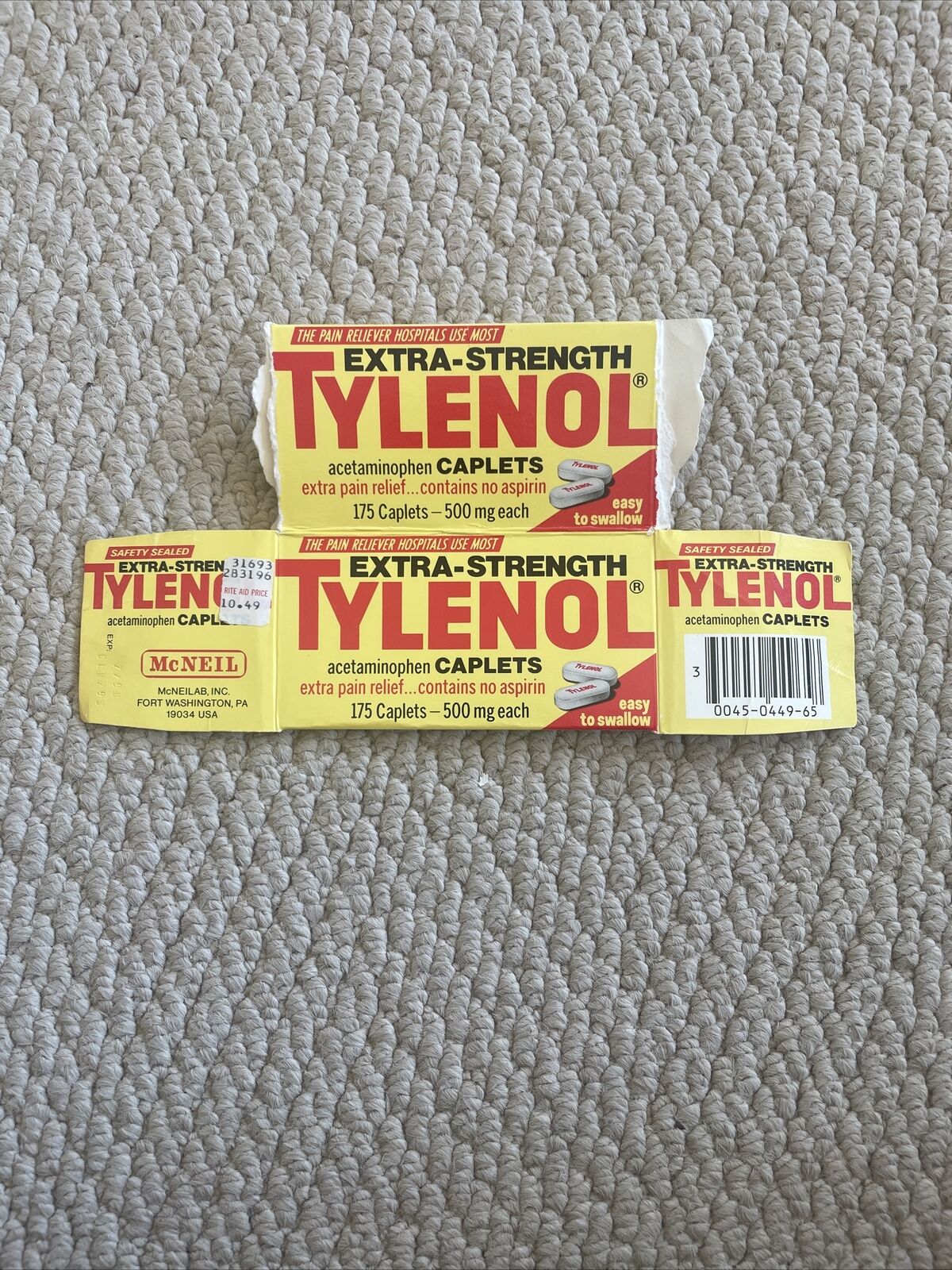 Vintage 1980s Tylenol “Safety Sealed” Packaging  After Poisonings