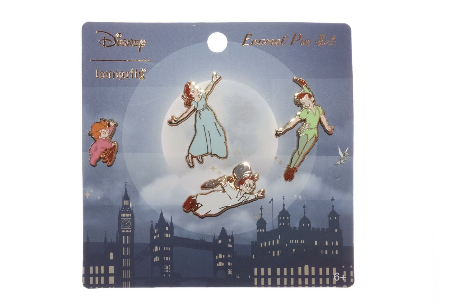 New Disney's Peter Pan Wendy Michael John 4 Piece Enamel Pin Collectible Set