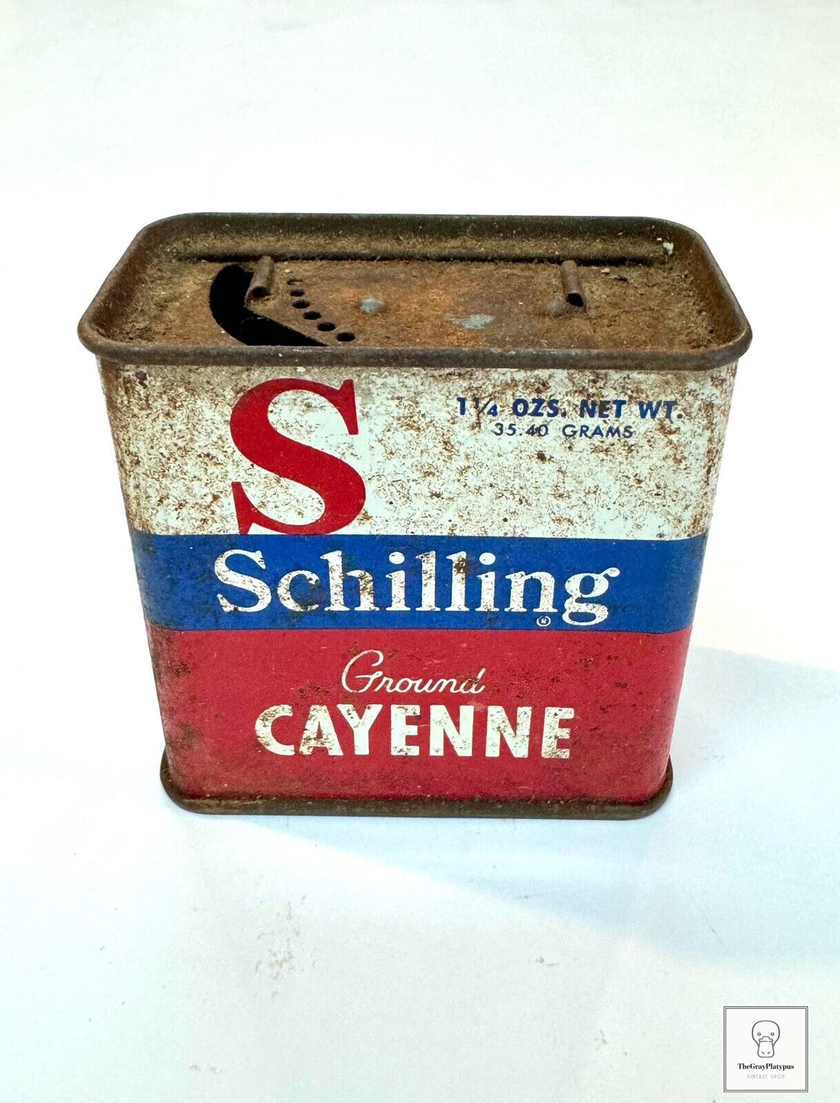 Vintage McCormick Schilling Ground Cayenne Spice Tin San Francisco Baltimore Red