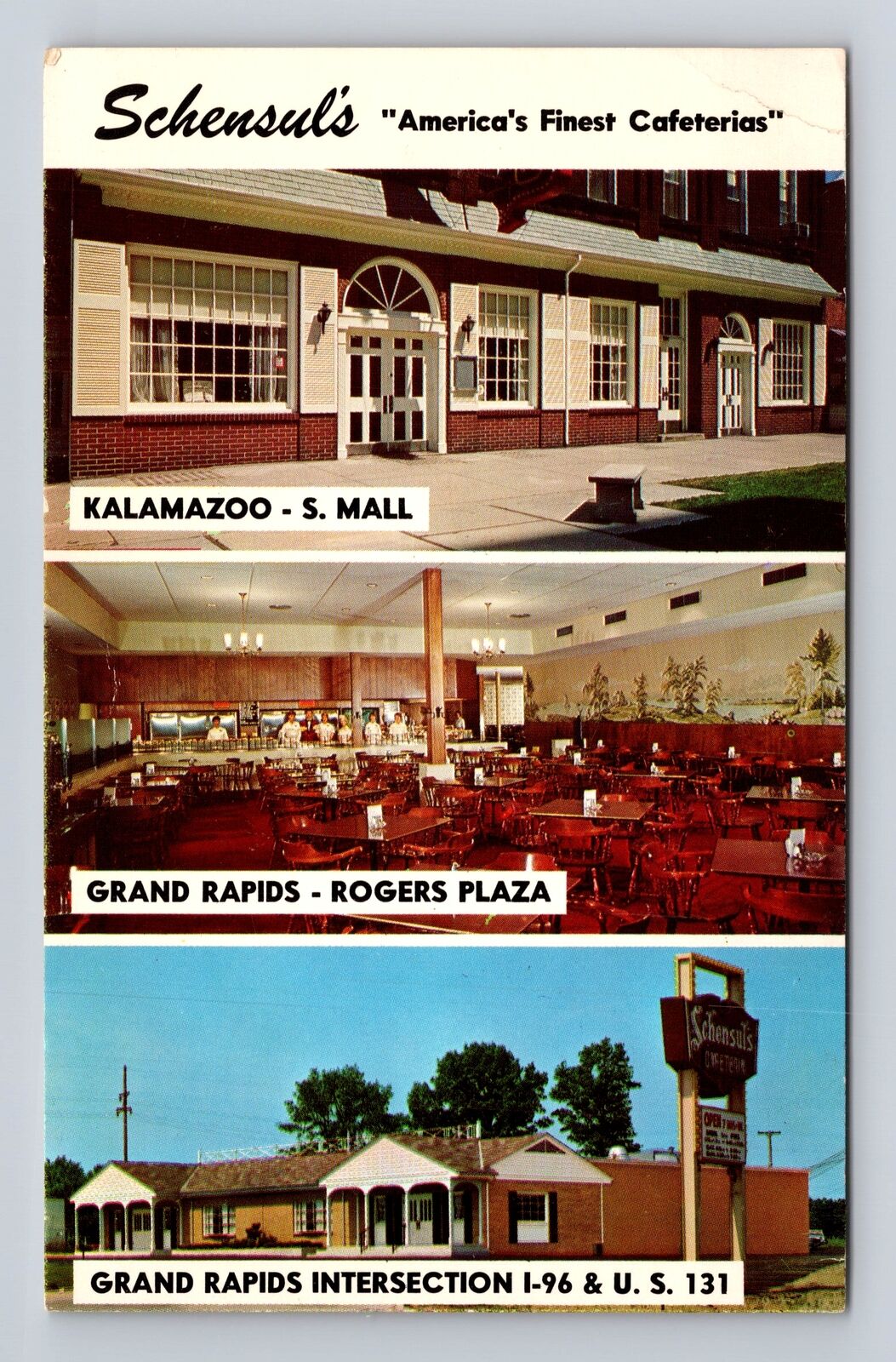 Grand Rapids MI-Michigan, Schensul\'s Cafeterias Advertising, Vintage Postcard