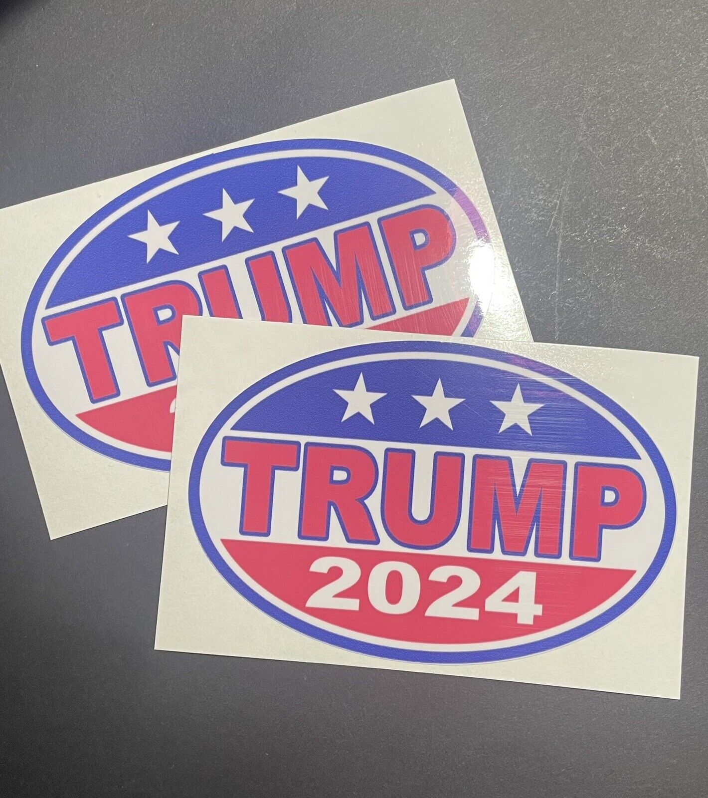 Pair Oval Car Decals  Donald Trump  2024 President 5\
