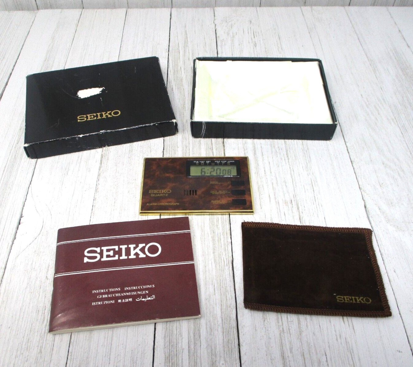 Vintage SEIKO Quartz Alarm Chronograph QEK151B YS50A Travel LCD Alarm Clock