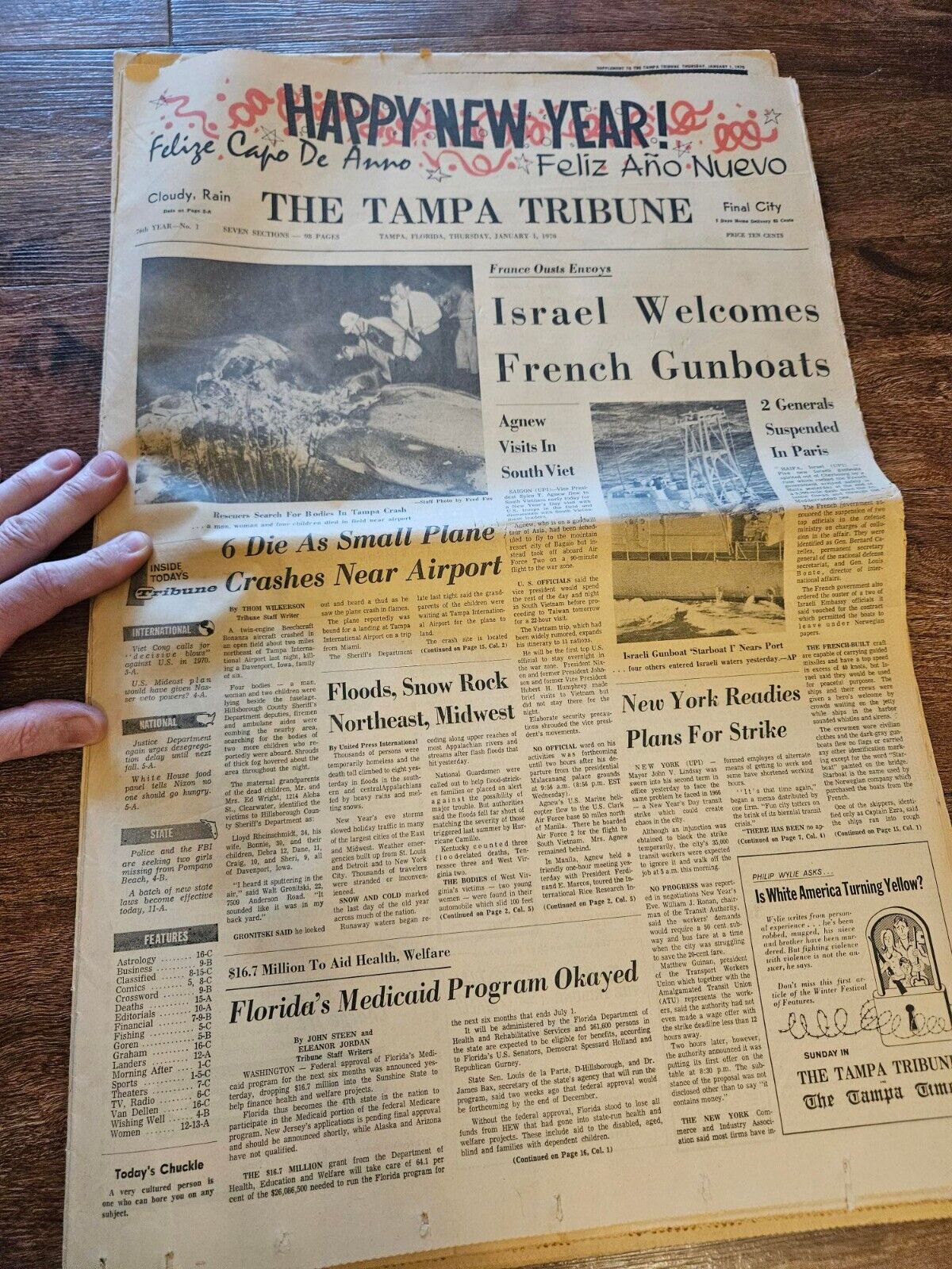 The Tampa Tribune Thursday January 1, 1970 Happy New Year Full Newspaper Sports