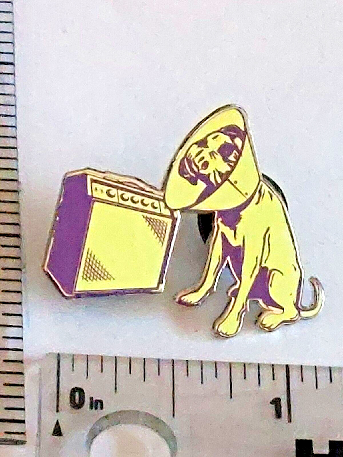 Dog Listening To Amplifier Lapel Pin (030923)