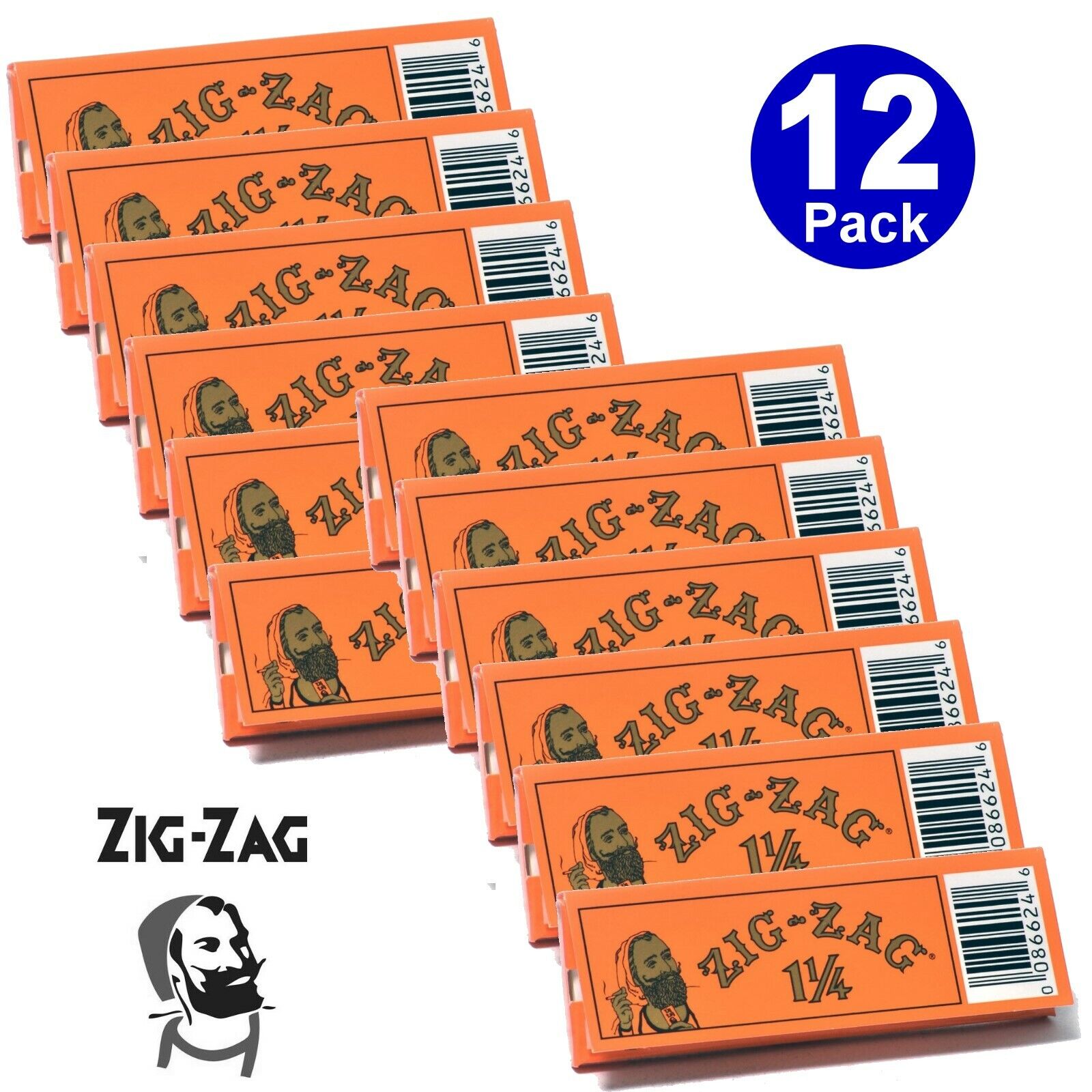 Zig Zag French Orange 1.25 1 1/4 Rolling Papers 12 Booklet (32 Paper Each)