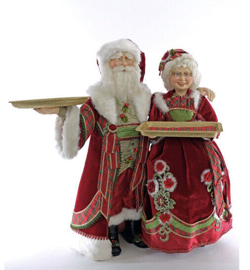 Katherine's Collection Mr/Mrs Santa Claus w/ Tray Server Display 28-928574 NEW