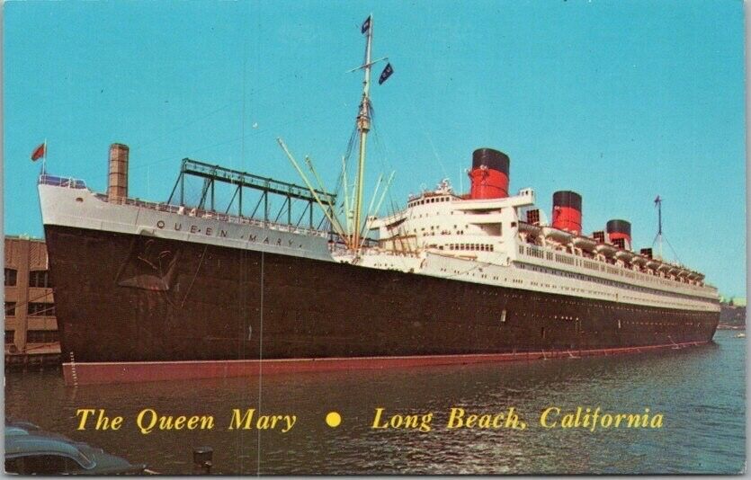 Long Beach, California Postcard THE QUEEN MARY Steamer Ship Tourist Attraction